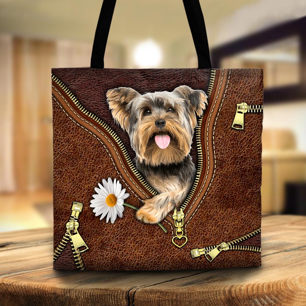 Bull Terrier Holding Daisy All Over Printed Tote Bag - Tagotee